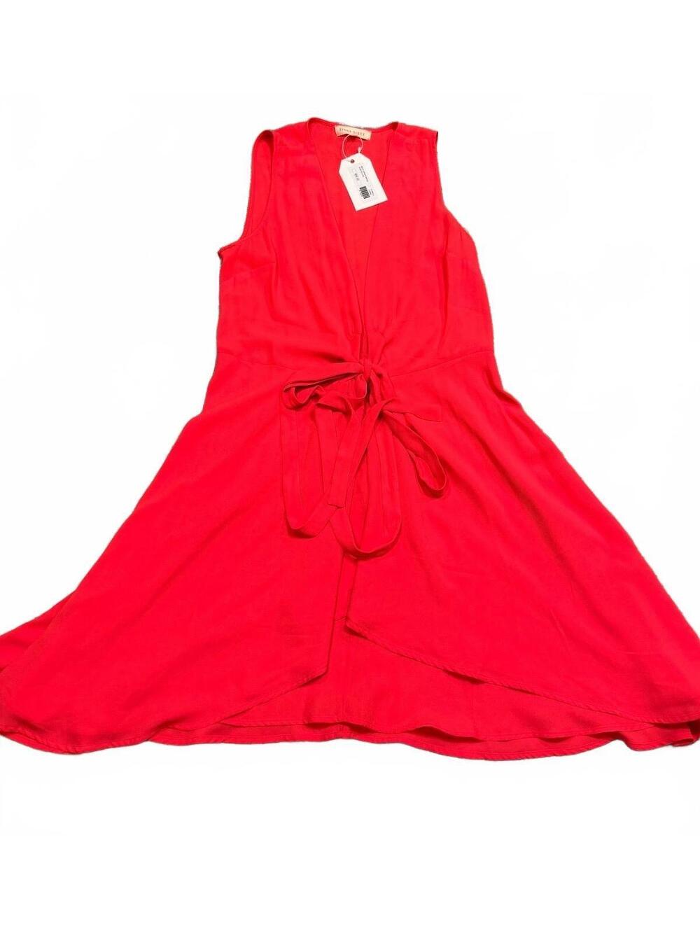 Eight Sixty Neon Coral Wrap Midi Dress XS NWT